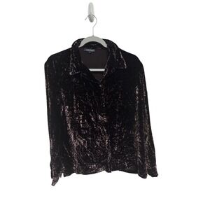 Harolds Quality Apparel Crushed Velvet‎ Long Sleeve Button Down Blouse Top Sz 12